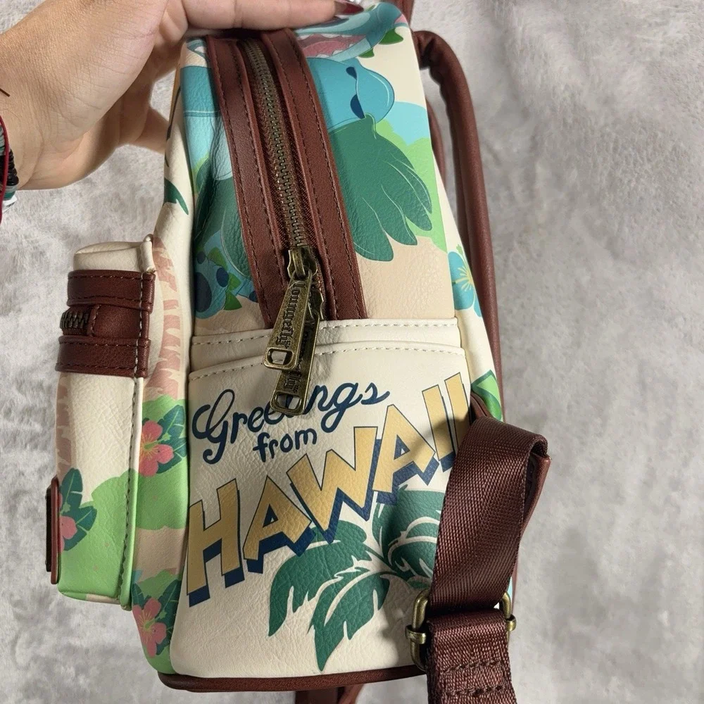 Loungefly Disney Lilo & Stitch Hawaii Postcard Mini Backpack Bag AOP